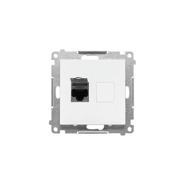 Kontakt-Simon Gniazdo komputerowe RJ45 Kontakt-Simon 55 T61.01/111 pojedyncze kategoria 6, z przesłoną przeciwkurzową moduł biały mat 13685287 5902787878948