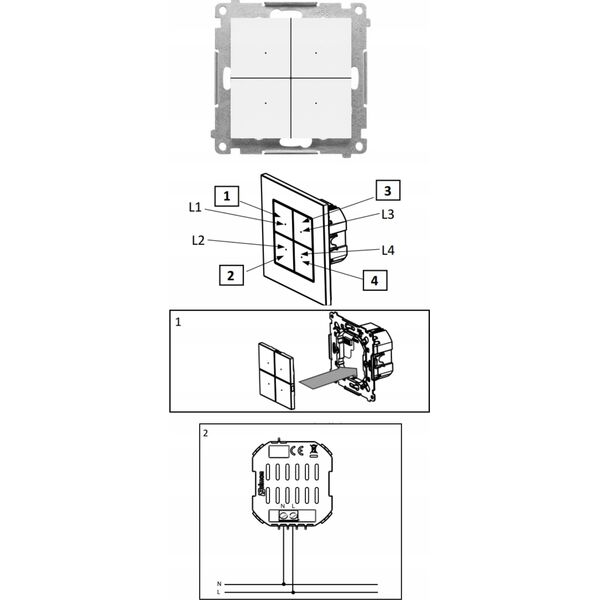 Kontakt-Simon Kontroler przyciskowy Kontakt-Simon 55 TEK1W.01/111 CONTROL sterujący bezprzewodowo innymi urządzeniami Simon GO, sterowany smartfonem, moduł biały mat 13685297 5902787891428