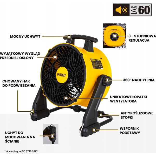Dewalt wentylator osiowy cichy, 3 biegi, 400mm dewalt 13700251 6921183001254