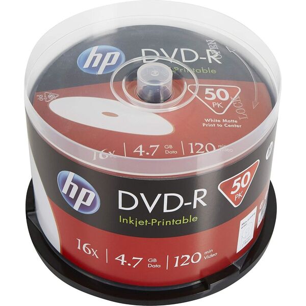 HP HP DVD-R, Printable, DME00025WIP-3, 4.7GB, 16x, spindle, 50-pack, 12cm, do archiwizacji danych 13707967 4710212131725