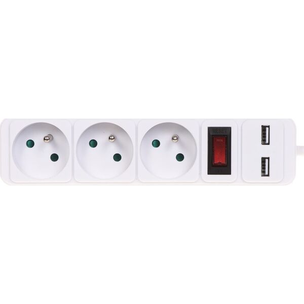 Blow 98-080# Przedłużacz sieciowy pr-370wsp/usb 3-gniazda+usb z uziemieniem+wyłącznik 1,5m biały 3x1,5mm 13711763 5900804133506