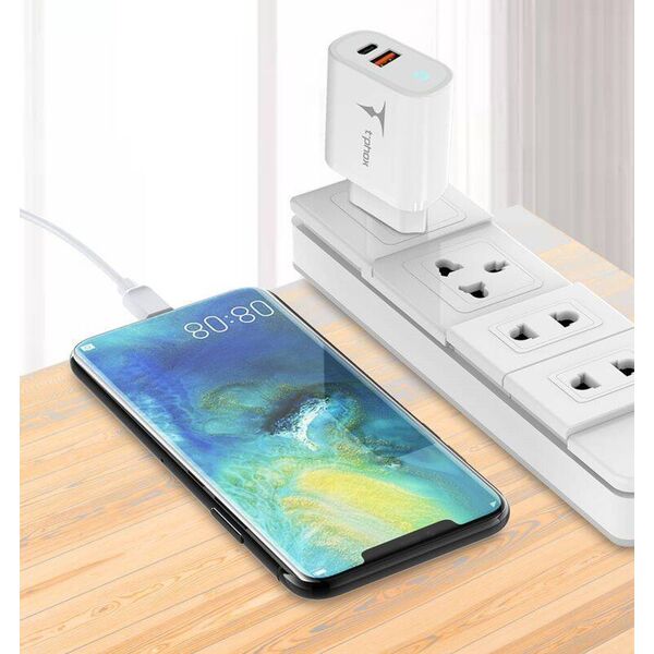 Ładowarka T-Phox Ładowarka Sieciowa 45W USB + USB-C T-PHOX GLORY biała 13722832 6974670443952
