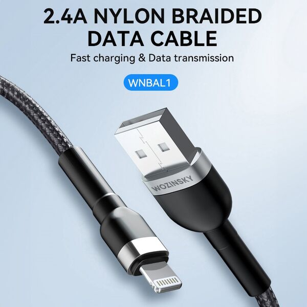 Kabel USB Wozinsky USB-A - Lightning 1 m Czarny (5907769308697) 13804521 5907769308697