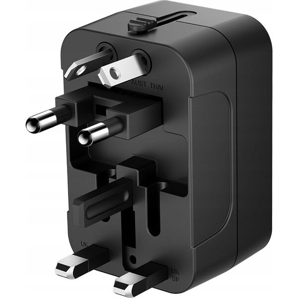Wozinsky Adapter podróżny Wozinsky WUTWC uniwersalny 24W UE / US / AUS / UK / 2x USB-A - czarny 13804522 5907769308512