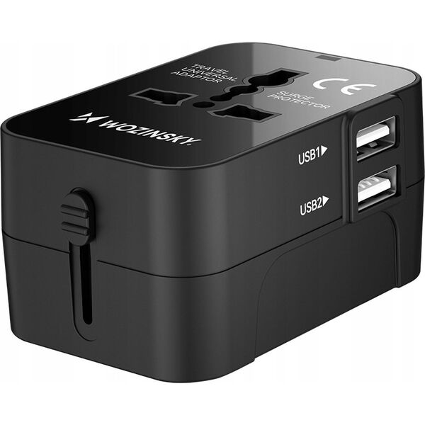 Wozinsky Adapter podróżny Wozinsky WUTWC uniwersalny 24W UE / US / AUS / UK / 2x USB-A - czarny 13804522 5907769308512
