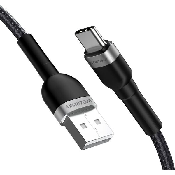 Kabel USB Wozinsky USB-A - USB-C 1 m Czarny (5907769308710) 13804523 5907769308710
