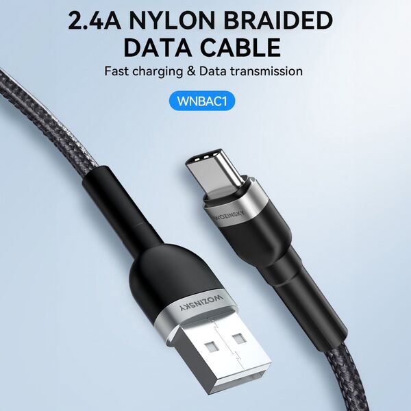 Kabel USB Wozinsky USB-A - USB-C 1 m Czarny (5907769308710) 13804523 5907769308710