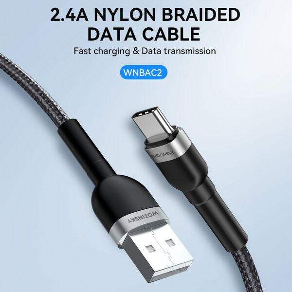 Kabel USB Wozinsky USB-A - USB-C 2 m Czarny (5907769308727) 13804525 5907769308727
