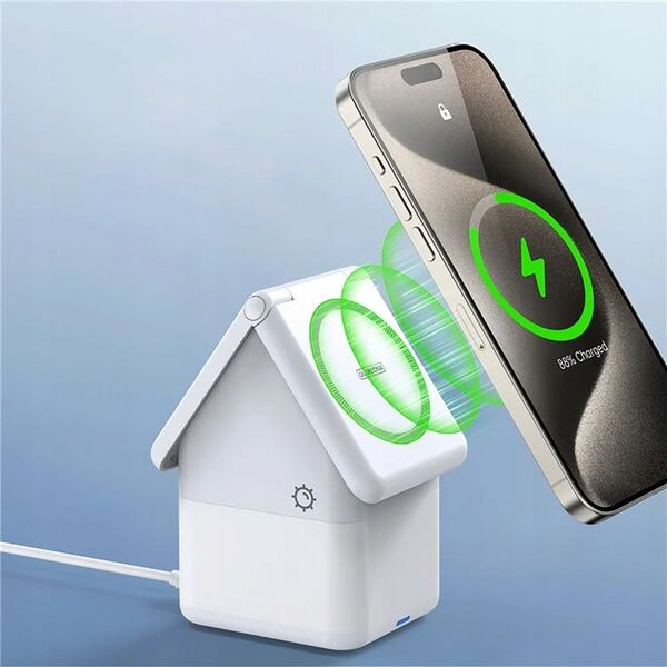 Ładowarka Duzzona Ładowarka indukcyjna Duzzona W20 15W 4w1 do iPhone / AirPods / Apple Watch z lampką nocną - biała 13804574 6934913007402