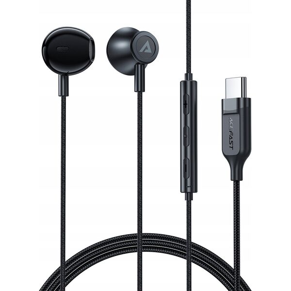 Słuchawki Acefast Słuchawki douszne Acefast L2 ze złączem USB-C, mikrofonem i pilotem 1,2 m - czarne 13804600 6974316282891