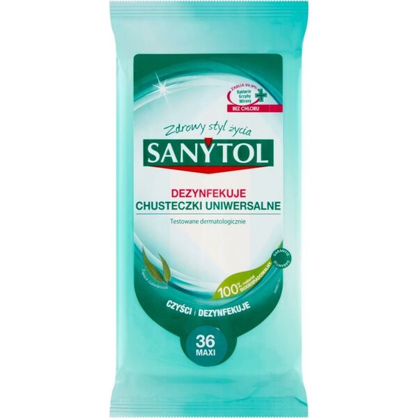 SANYTOL Chusteczki uniwersalne SANYTOL Eukaliptus czyszczą i dezynfekują 36 szt 13809896 3045206312257
