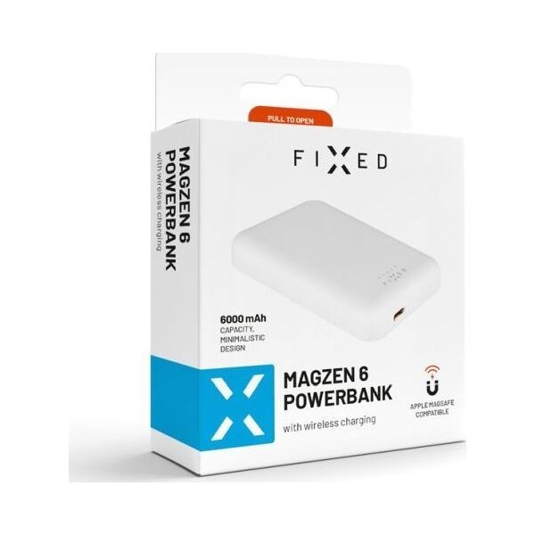 Powerbank Fixed FIXED MagZen - powerbank z MagSafe 1X USB-C PD 20W 6000 mAh biały - Gwarancja bezpieczeństwa. Proste raty. Bezpłatna wysyłka od 170 zł. 13810075 8591680151714
