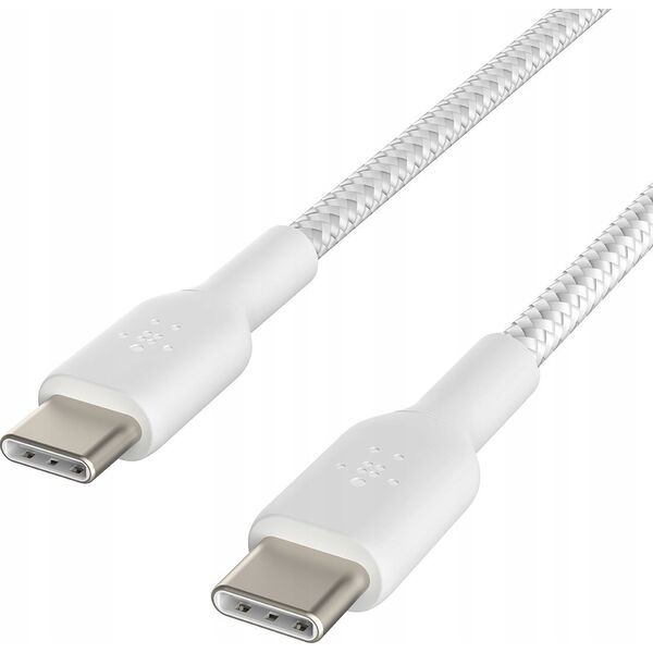 Kabel USB Belkin Belkin Kabel w oplocie USB-C na USB-C 60W, 0,15 m, biały 13811618 745883885091