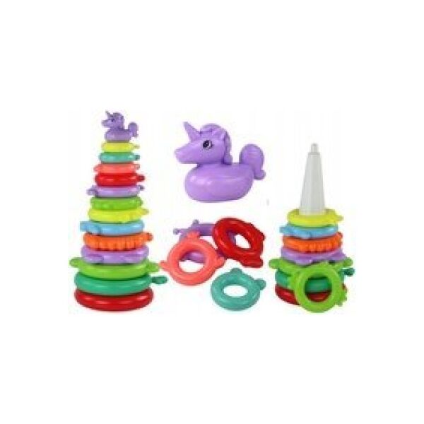 LeanToys Piramidka Jednorożec Układanka 13 Kółek Kolorowa 43cm x 18cm x 18cm 13813888 5905991003922