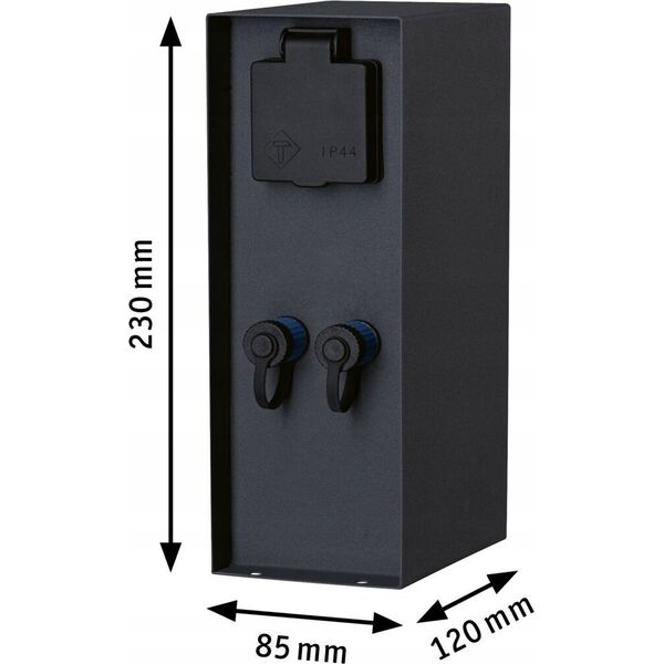 Kinkiet Paulmann Zewnętrzna kolumna zasilająca RIO 2GN. 24V Plug & Shine + 2GN. 230V IP44 stal szlachetna antracyt 13815893 4000870947005