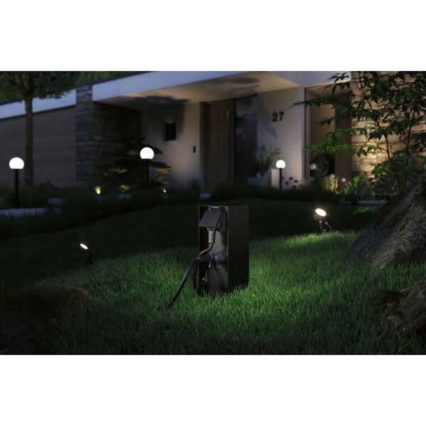 Kinkiet Paulmann Zewnętrzna kolumna zasilająca RIO 2GN. 24V Plug & Shine + 2GN. 230V IP44 stal szlachetna antracyt 13815893 4000870947005