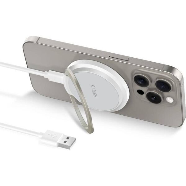 Ładowarka Tech-Protect TECH-PROTECT QI15W-A33 MAGNETIC MAGSAFE WIRELESS CHARGER WHITE 13816191 5906302308330