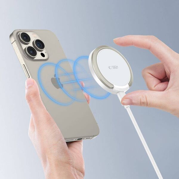Ładowarka Tech-Protect TECH-PROTECT QI15W-A33 MAGNETIC MAGSAFE WIRELESS CHARGER WHITE 13816191 5906302308330