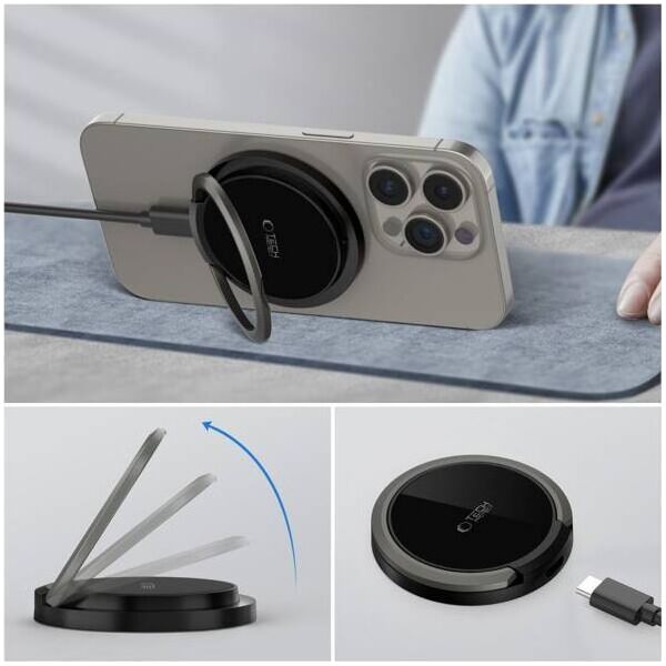 Ładowarka Tech-Protect TECH-PROTECT QI15W-A33 MAGNETIC MAGSAFE WIRELESS CHARGER BLACK 13816192 5906302308347