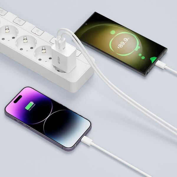 Ładowarka Tech-Protect TECH-PROTECT C35W 2-PORT NETWORK CHARGER PD35W + LIGHTNING CABLE WHITE 13816322 9319456605587