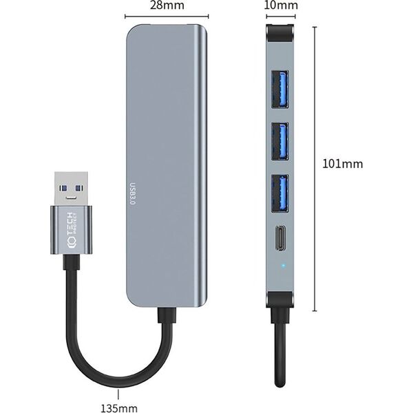 Adapter USB Tech-Protect TECH-PROTECT V0-HUB ADAPTER 5IN1 GREY 13816398 9490713935255