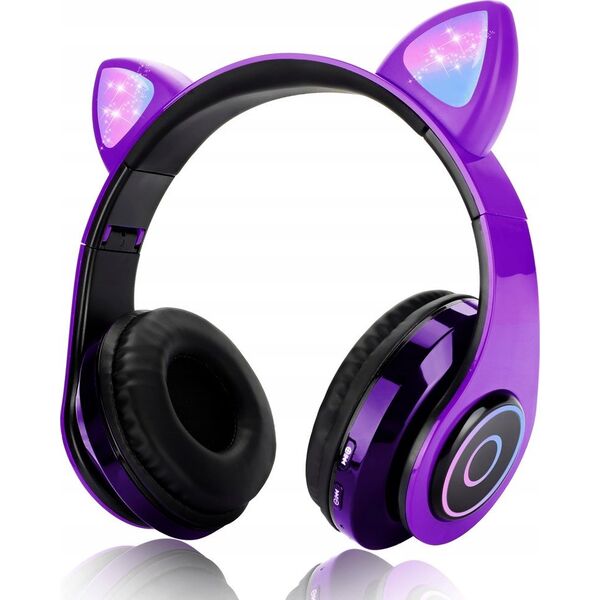 Słuchawki OEM SŁUCHAWKI BLUETOOTH B39 KOCIE USZY PURPLE / FIOLETOWY 13839223 5901313582830