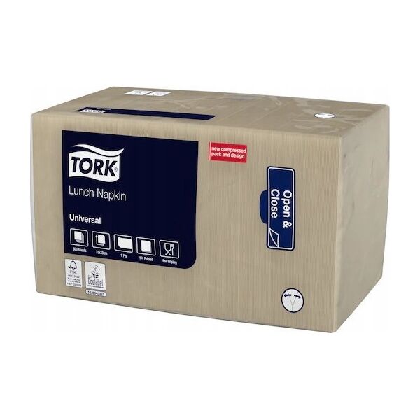 Tork Tork - Serwetki lunchowe, 1-warstwowe, naturalne - Universal 13840336 7322541052588