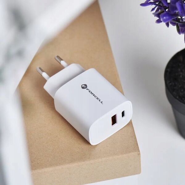 Ładowarka ForCell FORCELL F-ENERGY TFK-TC-30WPD ładowarka sieciowa Typ C + USB A PD QC4.0 3A 30W biała 13844053 5903396198052