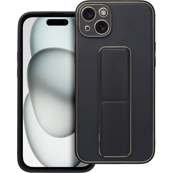 OEM Futerał LEATHER CASE KICKSTAND do IPHONE 15 Plus czarny 13844344 5903396213069