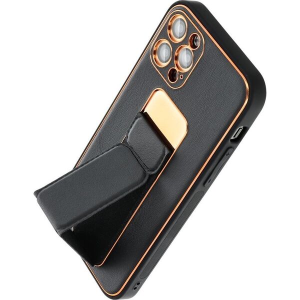OEM Futerał LEATHER CASE KICKSTAND do IPHONE 15 Plus czarny 13844344 5903396213069