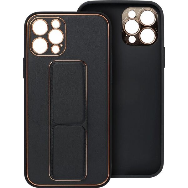 OEM Futerał LEATHER CASE KICKSTAND do IPHONE 15 Plus czarny 13844344 5903396213069