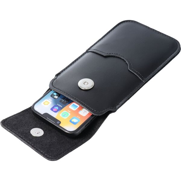 OEM Skórzana uniwersalna wsuwka z klapką - ROYAL / czarny - Rozmiar XL - IPHONE 11 / 12 / 13 / SAMSUNG S7 EDGE 13844841 5903396227004