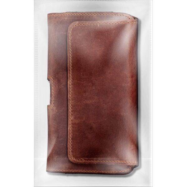 OEM Kabura uniwersalna do paska skórzana ROYAL Crazy Horse pozioma rozmiar M do IPHONE 12 MINI / 13 MINI / SAMSUNG A40 / S8 / XIAOMI 12 / Redmi 5A brązowa 13845504 5903396251290