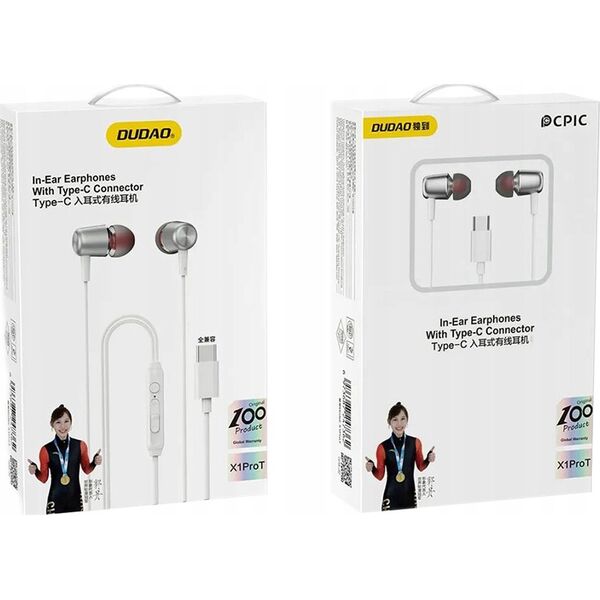 Słuchawki Dudao Słuchawki Dudao X1PROT douszne przewodowe USB-C 1.2 m - białe 13846696 6973687247355