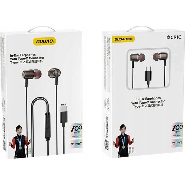 Słuchawki Dudao Słuchawki Dudao X1PROT douszne przewodowe USB-C 1.2 m - czarne 13846698 6973687247362