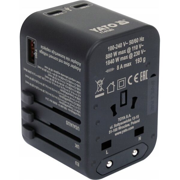 Yato YATO ADAPTER PODRÓŻNY UNIW. USB / USB-C 65W 13849551 5906083107627