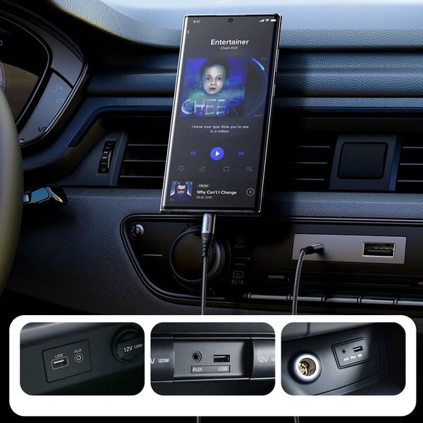 Kabel USB Joyroom Joyroom kabel audio stereo AUX 3,5 mm mini jack - USB-C do telefonu 1,2m czarny (SY-A07) 13858819 6956116773786