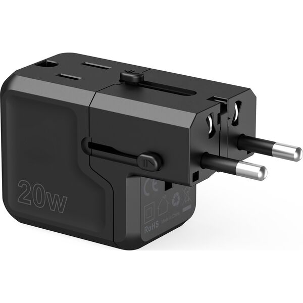 Ładowarka Choetech Ładowarka podróżna Choetech PD6038 USB-C USB-A PD 20W USA EU UK AU - czarna 13858890 6932112106186
