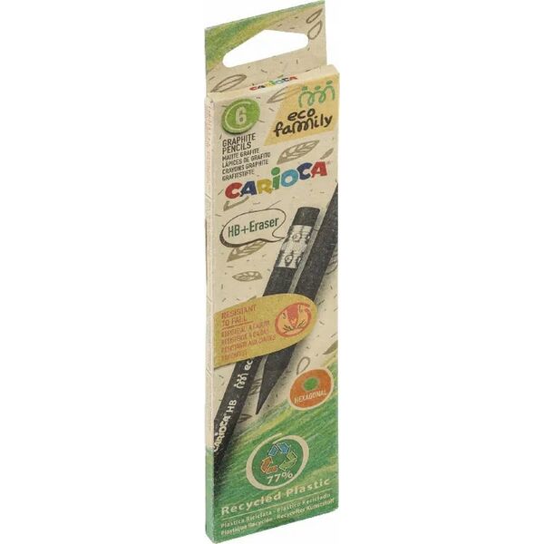 Carioca Ołówki Carioca EcoFamily HB z gumką (6) 13860681 8003511430917