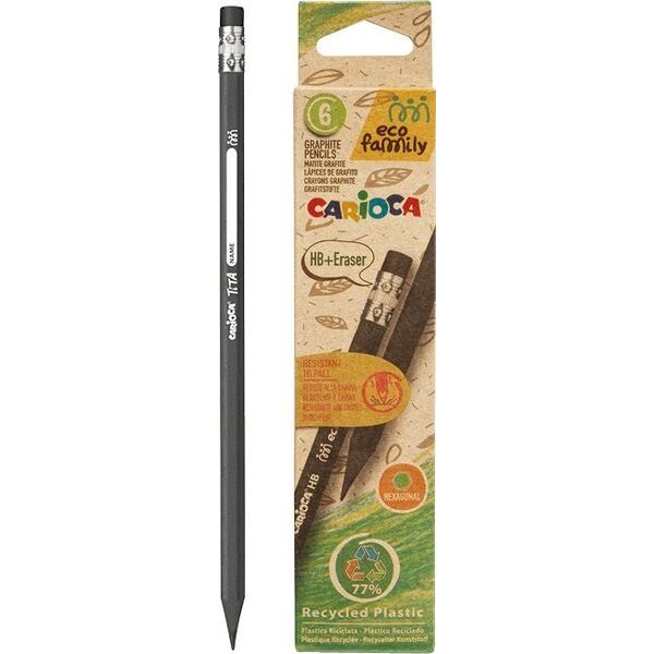 Carioca Ołówki Carioca EcoFamily HB z gumką (6) 13860681 8003511430917