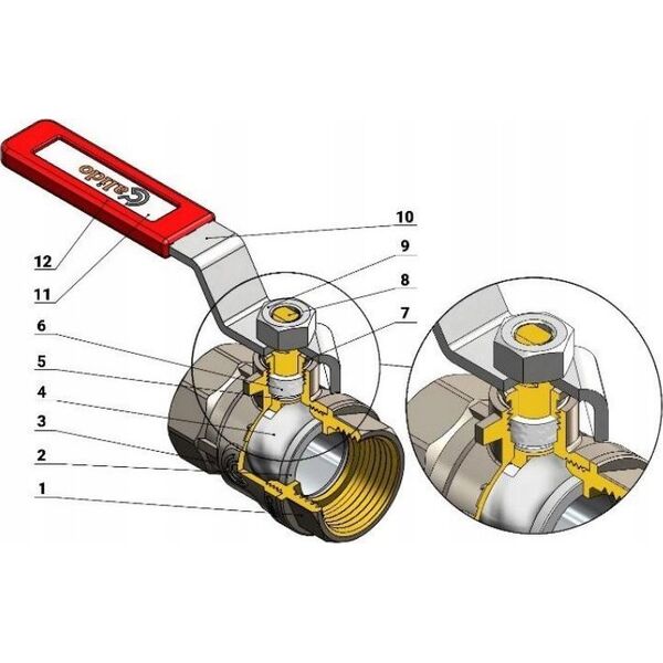 ARKAINSTALACJE Zawór kulowy Calido-S30 CA/ZK-WZR32-OK z rączką z okienkiem W/Z 11/4", PN30 13866848 5902557274710