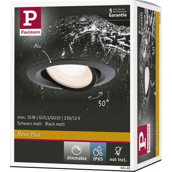 Paulmann Oprawa do wbudowania  NOVA LED PLUS DIM wychylna GU10 max.35W 93mm IP65 230V  czarny matowy / aluminum 13871976 4000870924600