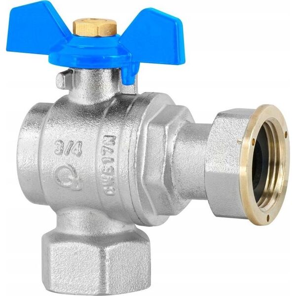 Hydroland Zawór kulowy do pieca Lechar ART.3434-20 kątowy ze śrubunkiem 3/4 niebieski 13872395 5907547679476