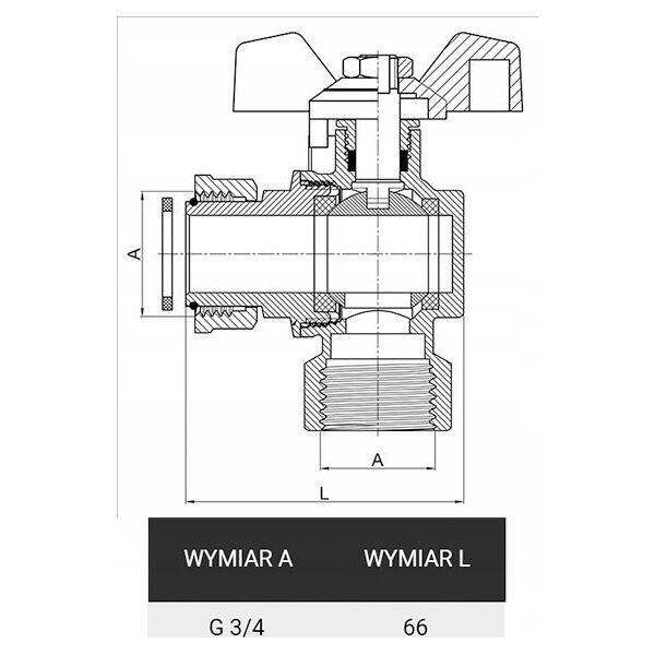 Hydroland Zawór kulowy do pieca Lechar ART.3434-20 kątowy ze śrubunkiem 3/4 niebieski 13872395 5907547679476