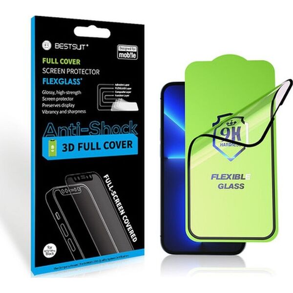 Partner Tele.com Szkło hybrydowe Bestsuit Flexible 5D Full Glue do iPhone 15 Pro Max czarny 13875820 5903396218774