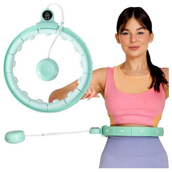 One Fitness Hula hop z obciążnikiem   licznik fh02 zielone 13876492 5907695549775