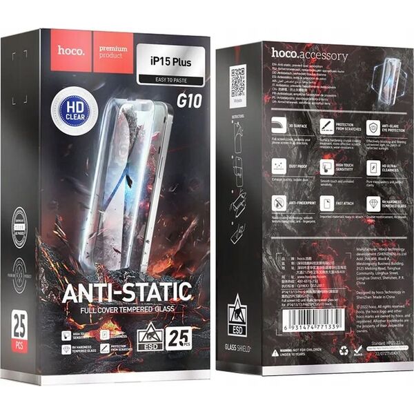 Hoco HOCO szkło hartowane HD Anti-static (SET 25in1) - MULTIPACK do iPhone 15 Plus (G10) 13885580 6942007607322