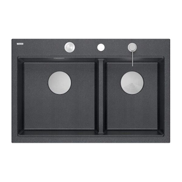 Zlewozmywak GraniteQ MARC 120 WORKSTATION GraniteQ zlewozmywak 2-komorowy 760*500*235 mm black diamond + syfon push to open + dozownik stal szcz.+ wkładka ociekowa+ Qmata 13916761 5905505508219