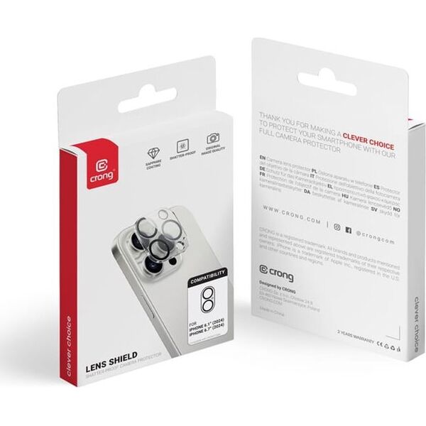 Crong Crong Lens Shield - Szkło na aparat i obiektyw iPhone 16 / iPhone 16 Plus 13918124 5904310704915