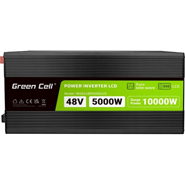 Przetwornica Green Cell GREEN CELL PRZETWORNICA LCD 48V/230V 5000W/10000W CZYSTY SINUS INVGC48P5000LCD 13919669 5904326374584